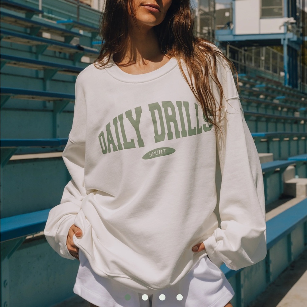 Daily Drills Oversized Sport Crew in White